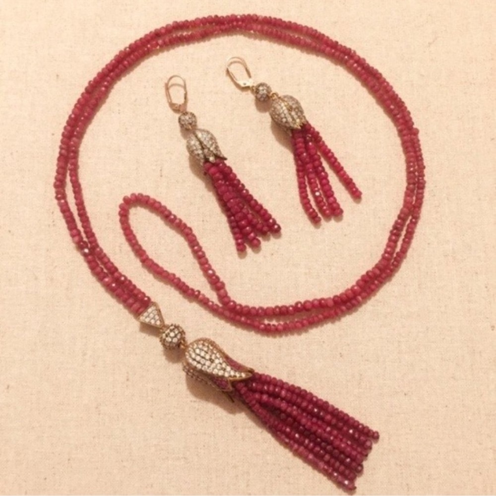 Grand Bazaar | Earrings | Drop Ruby & CZ - Picture 8 of 12